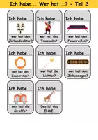 Vorschau - Arbeitsblätter - Ich habe, wer hat? (Zirkus) 1. Klasse Deutsch, DaZ/DaF - Wortschatz Förderung, Hörverstehen, Leseverstehen - Gruppenspiel - Seite 3