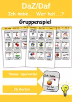 Vorschau - Arbeitsblätter - Ich habe, wer hat? (Sportarten) 1. Klasse Deutsch, DaZ/DaF - Wortschatz Förderung, Hörverstehen, Leseverstehen - Gruppenspiel - Deckblatt