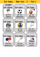 Vorschau - Arbeitsblätter - Ich habe, wer hat? (Sportarten) 1. Klasse Deutsch, DaZ/DaF - Wortschatz Förderung, Hörverstehen, Leseverstehen - Gruppenspiel - Seite 1