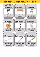 Vorschau - Arbeitsblätter - Ich habe, wer hat? (im Restaurant) 1. Klasse Deutsch, DaZ/DaF - Wortschatz Förderung, Hörverstehen, Leseverstehen - Gruppenspiel - Seite 1