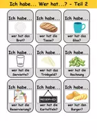 Vorschau - Arbeitsblätter - Ich habe, wer hat? (im Restaurant) 1. Klasse Deutsch, DaZ/DaF - Wortschatz Förderung, Hörverstehen, Leseverstehen - Gruppenspiel - Seite 2