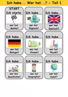 Vorschau - Arbeitsblätter - Ich habe, wer hat? (Schulfächer) 1. Klasse Deutsch, DaZ/DaF - Wortschatz Förderung, Hörverstehen, Leseverstehen - Gruppenspiel - Seite 1