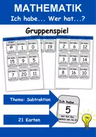 Vorschau - Arbeitsblätter - Ich habe, wer hat? (Subtraktion) Mathematik - Gruppenspiel - Deckblatt
