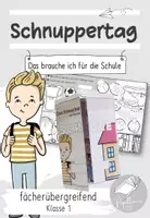 Vorschau - Mal- und Bastelvorlagen - Faltbüchlein: Das brauche ich für die Schule | Schnuppertag - Deckblatt