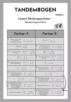 Vorschau - Arbeitsblätter - Tandembogen Lineare Gleichungssysteme (Klasse 8/ 9) – Gleichsetzungsverfahren | Übungen in 2 Niveaus | Mit Lösungen - Seite 3