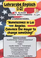 Vorschau - Arbeitsblätter - Lehrprobe (1,0) "Homelessness in Los Angeles" (inkl. Audio & Video) - Deckblatt