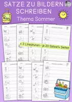 Vorschau - Arbeitsblätter - Sätze zu Bildern schreiben, Sommer, freies und kreatives Schreiben - Deckblatt
