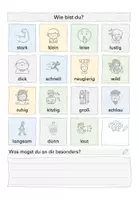 Vorschau - Arbeitsblätter - Arbeitsblatt zum Erraten von Vokalen, Konsonanten und Wörtern: Adjektive "Wie bist du?" - Deckblatt