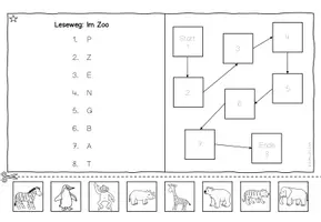 Vorschau - Arbeitsblätter - Lesewege - Im Zoo - Seite 1