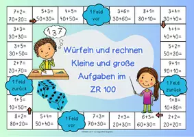 Vorschau - Spiele - Mathe Brettspiel "Kleine und große Aufgaben bis 100": Mathematik Klasse 2 | Mathe Spiele Klasse 2 | Rechnen im ZR 100 - Seite 3