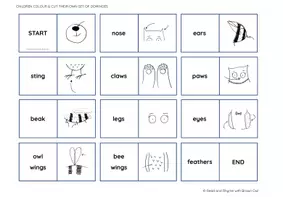 Vorschau - Stationenlernen - Bees, Bears & Owls - Body Parts Dominoes - Seite 2