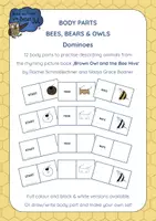 Vorschau - Stationenlernen - Bees, Bears & Owls - Body Parts Dominoes - Deckblatt