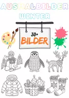 Vorschau - Arbeitsblätter - Ausmalbilder Winter, Grundschule - Deckblatt