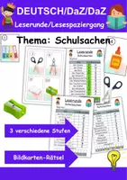 Vorschau - Arbeitsblätter - Lesespaziergang Schulsachen - Leserunde Klasse 1 und 2 - Deckblatt