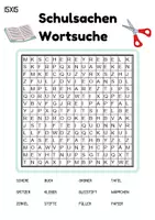 Vorschau - Arbeitsblätter - Wortsuchspiel/Wortsuche/Suchsel Schulsachen (Grundschule) - 4 Varianten - Seite 1