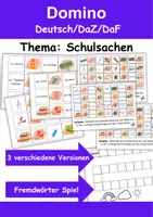 Vorschau - Mal- und Bastelvorlagen - Schulsachen Domino DaZ/DaF, Deutsch (Grundschule) - Fremdwörter - Deckblatt