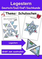 Vorschau - Arbeitsblätter - Legestern Schulsachen Wortschatz - DaZ/DaF, Deutsch (Klassen 1 und 2) - Deckblatt
