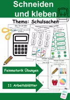 Vorschau - Arbeitsblätter - Materialpaket Schneiden Schulsachen - Feinmotorik - Wortschatz - Seite 1