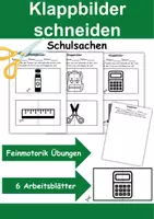 Vorschau - Arbeitsblätter - Klappbilder Schulsachen schneiden - DaZ/DaF, Deutsch, Kunst - Deckblatt
