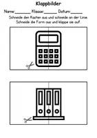 Vorschau - Arbeitsblätter - Klappbilder Schulsachen schneiden - DaZ/DaF, Deutsch, Kunst - Seite 1