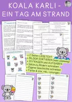 Vorschau - Arbeitsblätter - Koala Karli - Ein Tag am Strand, Leseweg und mehr - Deckblatt