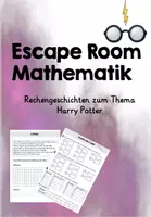 Vorschau - Arbeitsblätter - Escape Room Mathematik 3/4 - Rechengeschichten zum Thema Harry Potter - Deckblatt