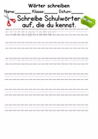Vorschau - Arbeitsblätter - Schulsachen Wörter und Sätze schreiben DaZ/DaF, deutsch - Seite 1