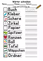 Vorschau - Arbeitsblätter - Schulsachen Wörter und Sätze schreiben DaZ/DaF, deutsch - Seite 3