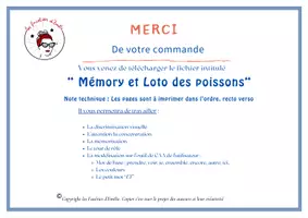 Aperçu - Feuilles d'exercices - Mémory et loto des poissons - Page 1