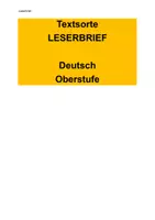 Vorschau - Arbeitsblätter - Leserbrief "Zukunftsängste" (Matura) - Deckblatt