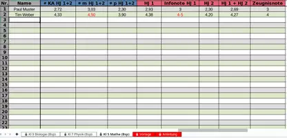 Vorschau - Lehrpläne/Lehrermaterial - Notenrechner Info + Zeugnis (Excel oder LibreOffice) - Seite 2