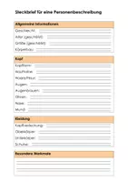 Vorschau - Arbeitsblätter - Freebie Steckbrief für Personenbeschreibung - Seite 1