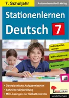 Vorschau - Stationenlernen - Stationenlernen Deutsch Klasse 7 | Grammatik, Rechtschreibung, Konjunktiv, Aktiv Passiv, Kommasetzung, Fabeln, Balladen | Deutsch Sekundarstufe I Klasse 7 Lösungen - Deckblatt