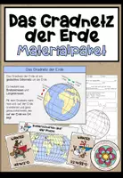 Vorschau - Arbeitsblätter - Gradnetz der Erde – Koordinaten, Längengrade, Breitengrade, Kartenarbeit, Orientierung, Erdkunde, Geografie | Materialpaket mit Wissenskartei, Arbeitsblättern, Lernspiel, Tafelbildern 5., 6. Klasse, Sekundarstufe - Deckblatt