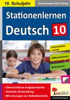 Vorschau - Stationenlernen - Stationenlernen Deutsch Klasse 10 | Grammatik, Rechtschreibung, Konjunktiv, Erörterung, Zeichensetzung, Textarbeit | Deutsch Sekundarstufe I Klasse 10 Lösungen - Deckblatt