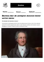 Vorschau - Arbeitsblätter - Wichtigste Deutsche Dichter Werke Überblick - Deckblatt