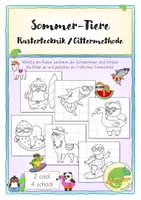 Vorschau - Arbeitsblätter - Sommertiere - Rastertechnik / Gittermethode - Deckblatt