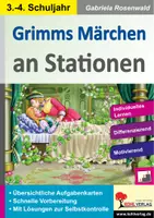 Vorschau - Arbeitsblätter - Grimms Märchen an Stationen Klasse 3-4 | Schneewittchen, Rotkäppchen, Hänsel und Gretel, Märchenmerkmale, Differenzierung | Deutsch Grundschule Klasse 3-4 Lösungen - Deckblatt