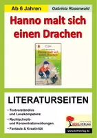 Vorschau - Arbeitsblätter - Hanno malt sich einen Drachen Literaturseiten | Lektürebegleitung, Lesekompetenz, Textverständnis, Grammatik, Rechtschreibung | Deutsch Grundschule Klasse 1-3 Lösungen - Deckblatt