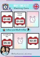 Aperçu - Jeux - L'Heure en Anglais - Matching Cards - Page de couverture