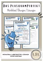 Vorschau - Arbeitsblätter - Pluquamperfekt - Merkblatt, Arbeitsblätter und Lösungen - Deckblatt