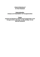 Vorschau - Stundenentwürfe - Unterrichtsentwurf zur Kurzgeschichte „Sonntag“ (Standbilder) - Seite 1
