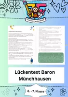Vorschau - Arbeitsblätter - Lückentext: Baron Münchhausen! 🎩🌟 - Deckblatt