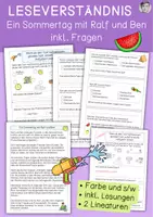 Vorschau - Arbeitsblätter - Ein Sommertag mit Ralf und Ben, Leseverständnis - Deckblatt