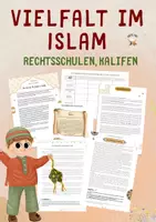 Vorschau - Arbeitsblätter - Vielfalt im ISLAM 🦚 - IRU - Rechtsschulen, Kalifen, Schiiten - Deckblatt