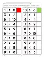Aperçu - Cartes d'exercices - Compare et colorie - Math - Page 1