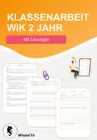 Vorschau - Test - Klassenarbeit Wirtschaftskunde 2. Jahr - Deckblatt