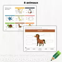 Aperçu - Cartes d'exercices - Parties du corps_Animaux - Page de couverture