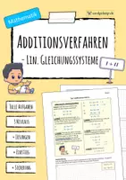Vorschau - Arbeitsblätter - ADDITIONSVERFAHREN - Lineare Gleichungssysteme lösen - Deckblatt