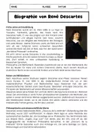 Vorschau - Merkblätter - René Descartes Biographie: Leben Werke Philosophie Mathematik - Seite 1